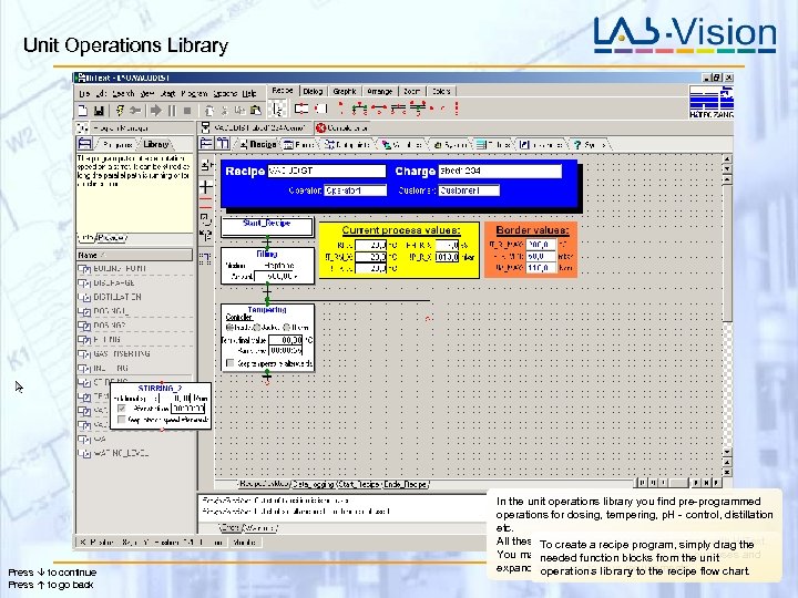 Unit Operations Library Press to continue Press to go back In the unit operations