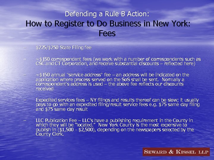 Defending a Rule B Action: How to Register to Do Business in New York:
