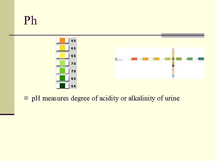 Ph n p. H measures degree of acidity or alkalinity of urine 