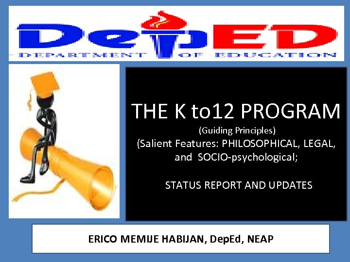 THE K to 12 PROGRAM (Guiding Principles) (Salient Features: PHILOSOPHICAL, LEGAL, and SOCIO-psychological; STATUS