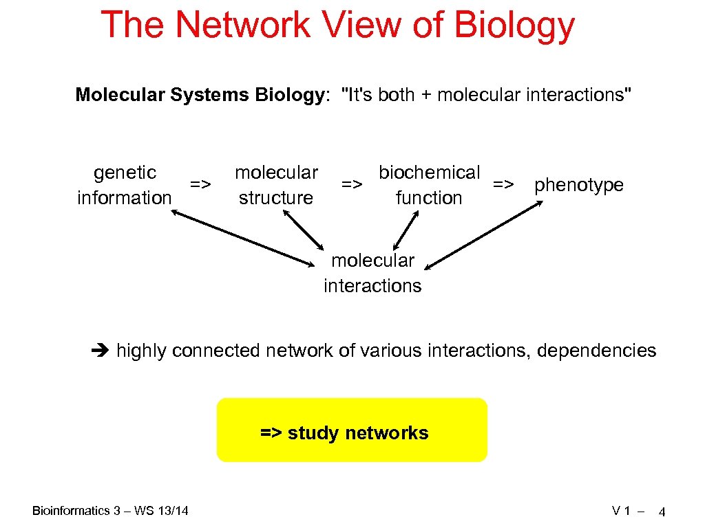 The Network View of Biology Molecular Systems Biology: 