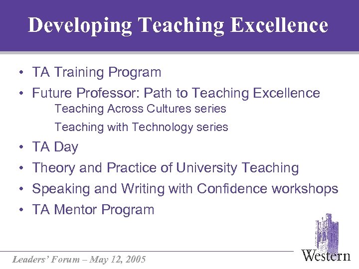 Developing Teaching Excellence • TA Training Program • Future Professor: Path to Teaching Excellence