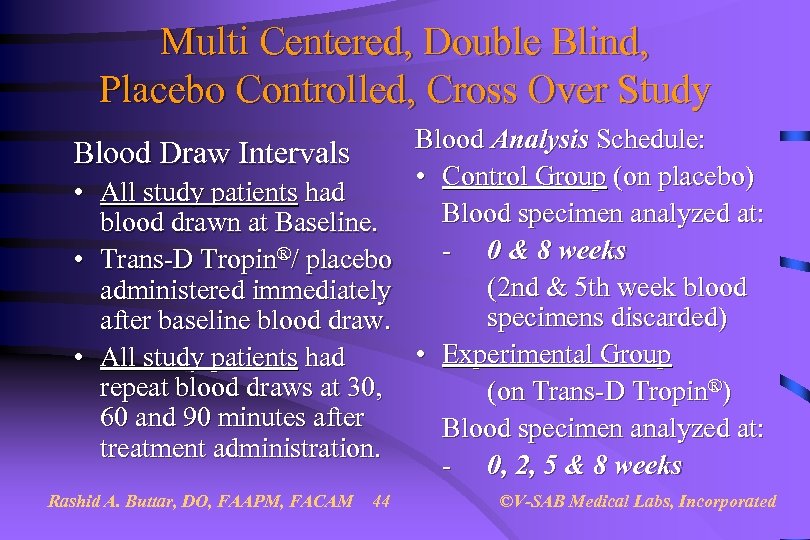 Multi Centered, Double Blind, Placebo Controlled, Cross Over Study Blood Analysis Schedule: Blood Draw