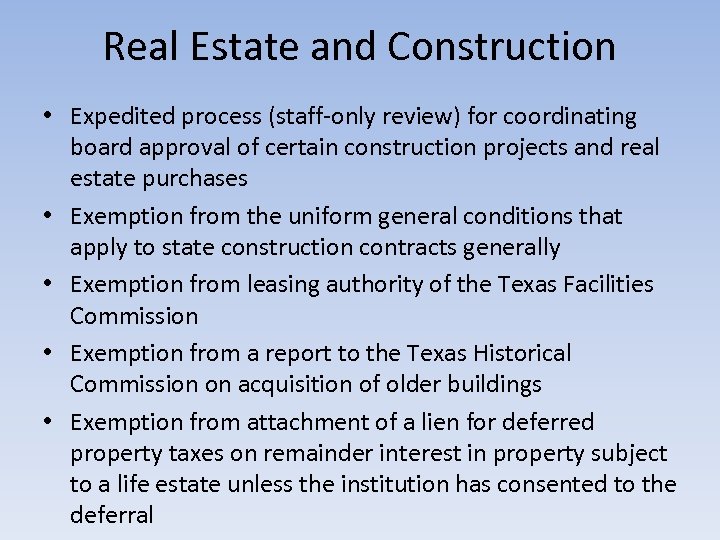 Real Estate and Construction • Expedited process (staff-only review) for coordinating board approval of