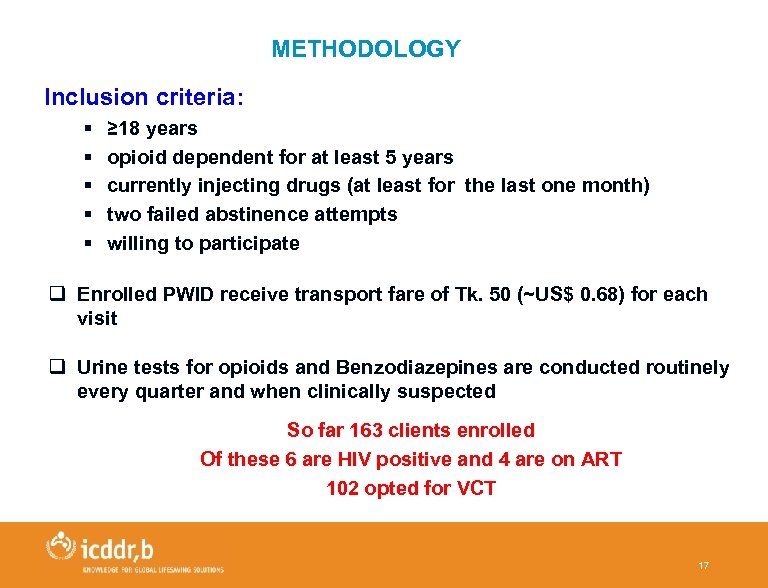 METHODOLOGY Inclusion criteria: § § § ≥ 18 years opioid dependent for at least