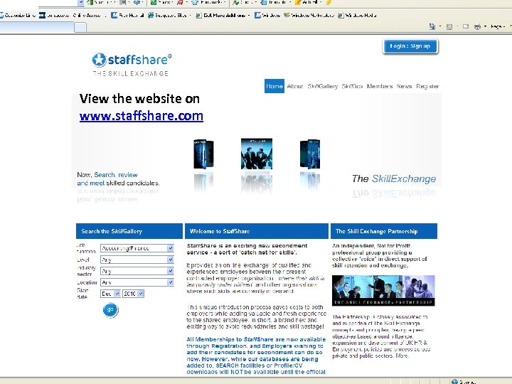 View the website on www. staffshare. com 