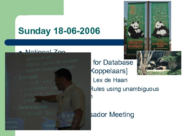 Sunday 18 -06 -2006 l l National Zoo Applied Mathematics for Database Professionals [Toon