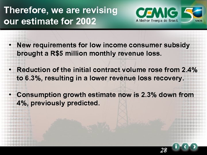 Therefore, we are revising our estimate for 2002 • New requirements for low income