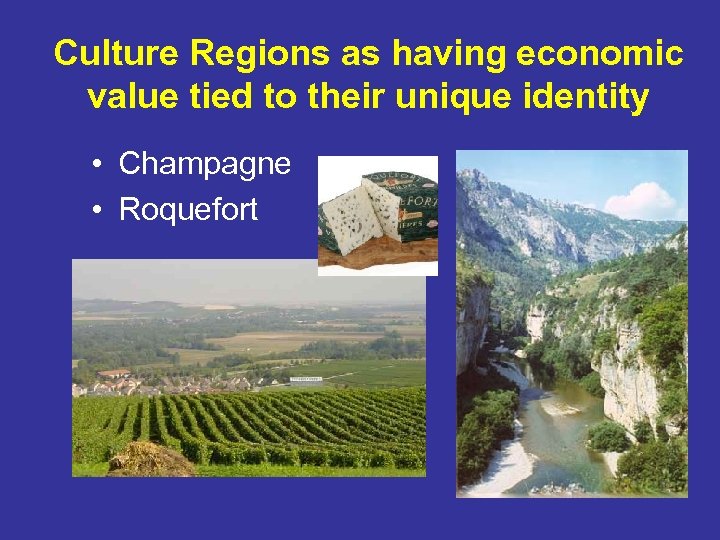 Culture Regions as having economic value tied to their unique identity • Champagne •