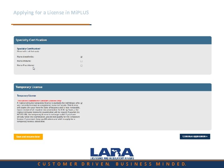 Applying for a License in Mi. PLUS C U S T O M E
