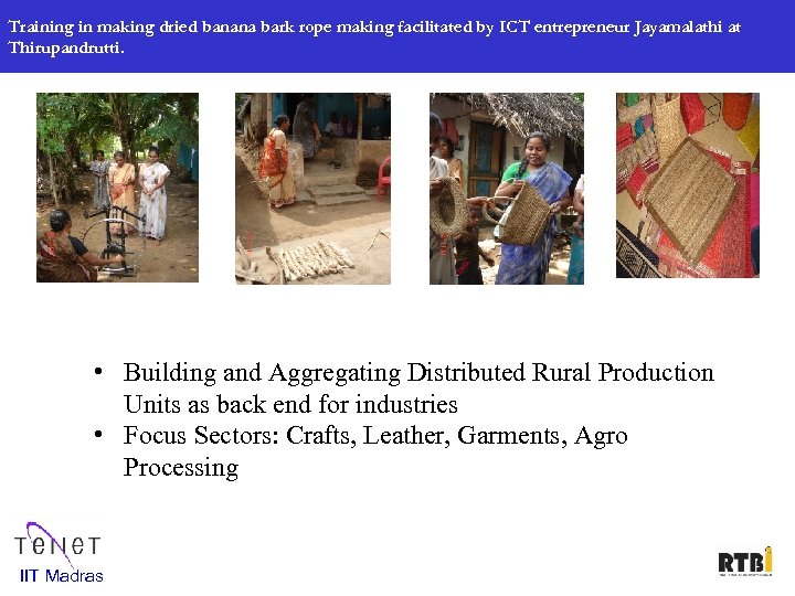 Training in making dried banana bark rope making facilitated by ICT entrepreneur Jayamalathi at