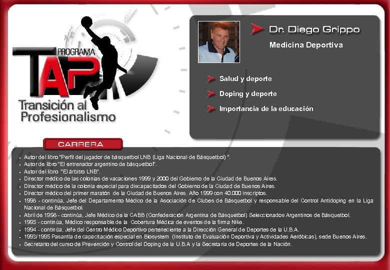 Medicina Deportiva Salud y deporte Doping y deporte Importancia de la educación • •
