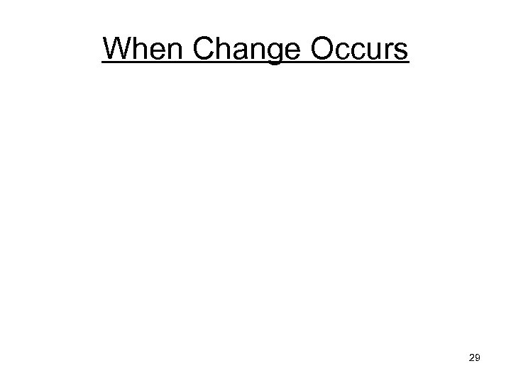 When Change Occurs 29 