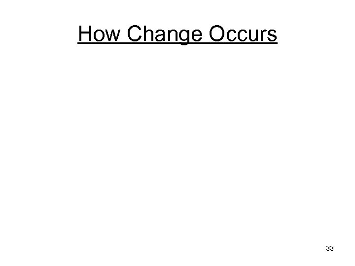 How Change Occurs 33 