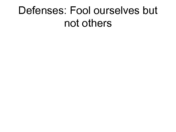 Defenses: Fool ourselves but not others 