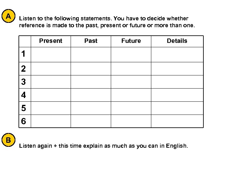 A Listen to the following statements. You have to decide whether reference is made