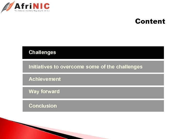 Content Challenges Initiatives to overcome some of the challenges Achievement Way forward Conclusion 