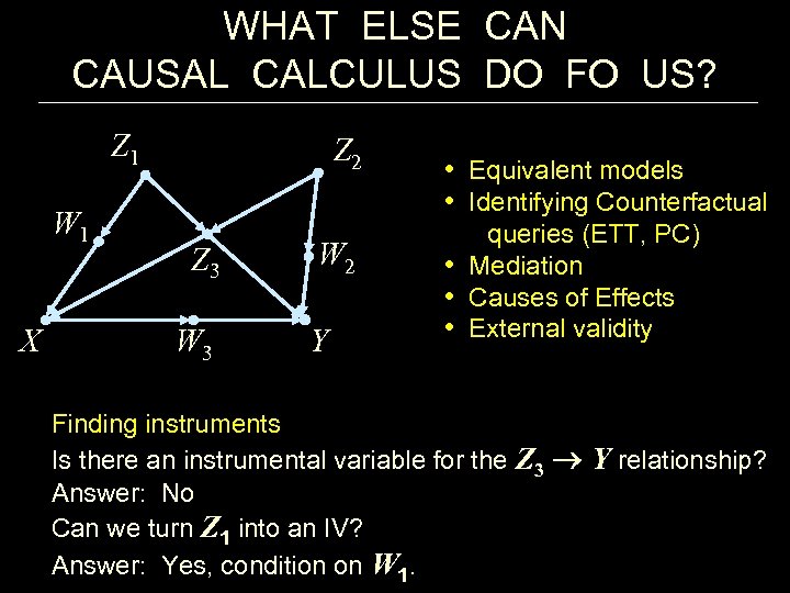 WHAT ELSE CAN CAUSAL CALCULUS DO FO US? Z 1 W 1 X Z