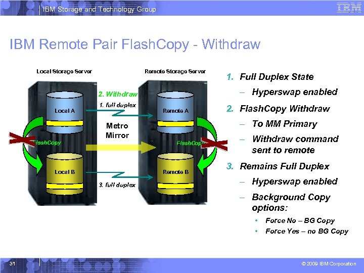 IBM Storage and Technology Group IBM Remote Pair Flash. Copy - Withdraw Local Storage