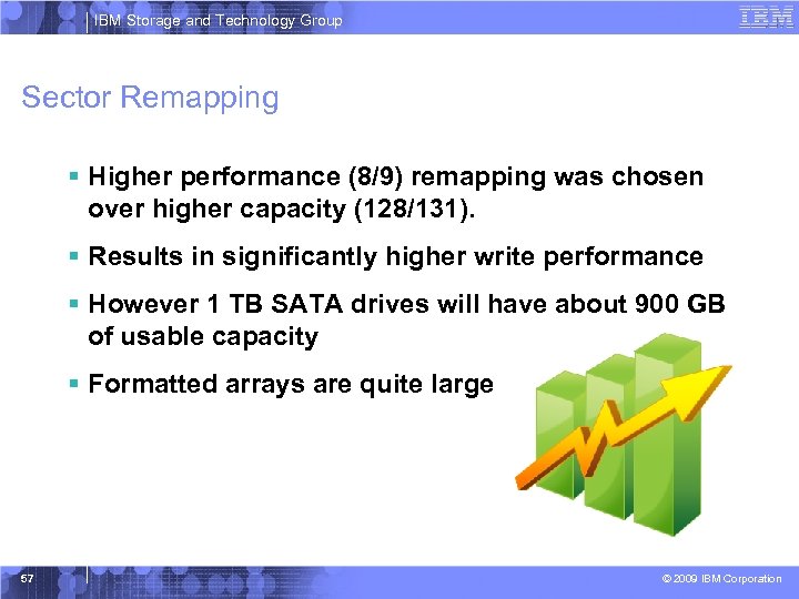 IBM Storage and Technology Group Sector Remapping § Higher performance (8/9) remapping was chosen