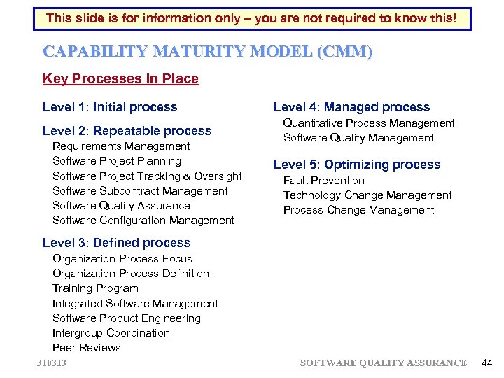 This slide is for information only – you are not required to know this!