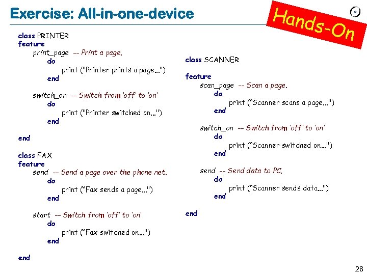 Hand s-On Exercise: All-in-one-device class PRINTER feature print_page -- Print a page. do print