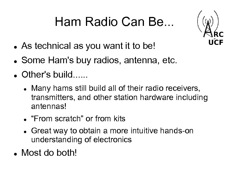 Ham Radio Can Be. . . As technical as you want it to be!