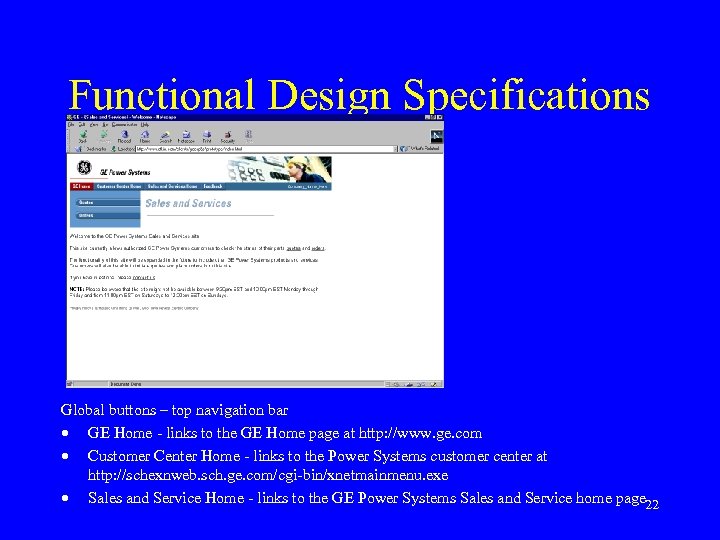 Functional Design Specifications Global buttons – top navigation bar · GE Home - links