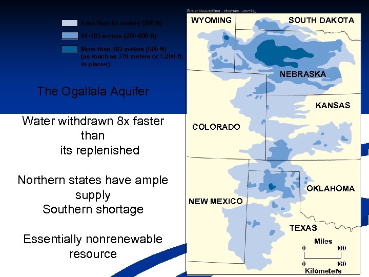 Less than 61 meters (200 ft) WYOMING SOUTH DAKOTA 61 -183 meters (200 -600