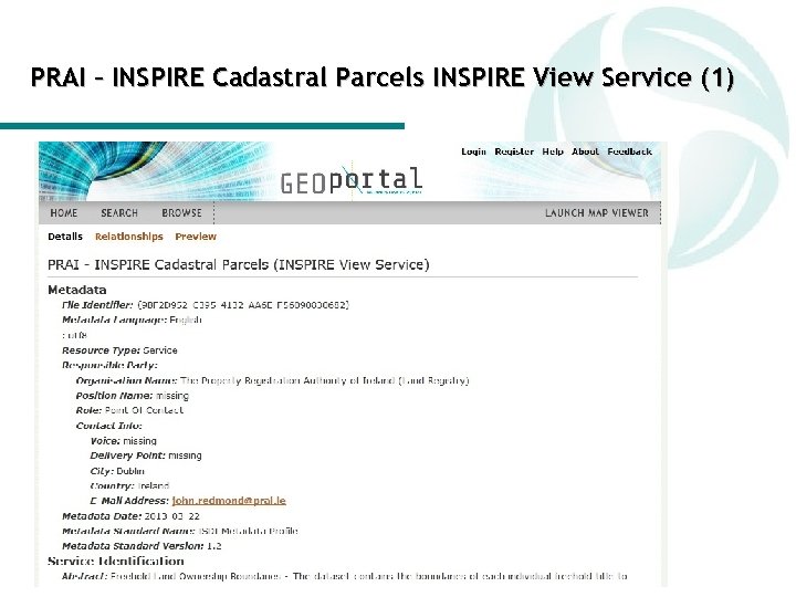 PRAI – INSPIRE Cadastral Parcels INSPIRE View Service (1) 