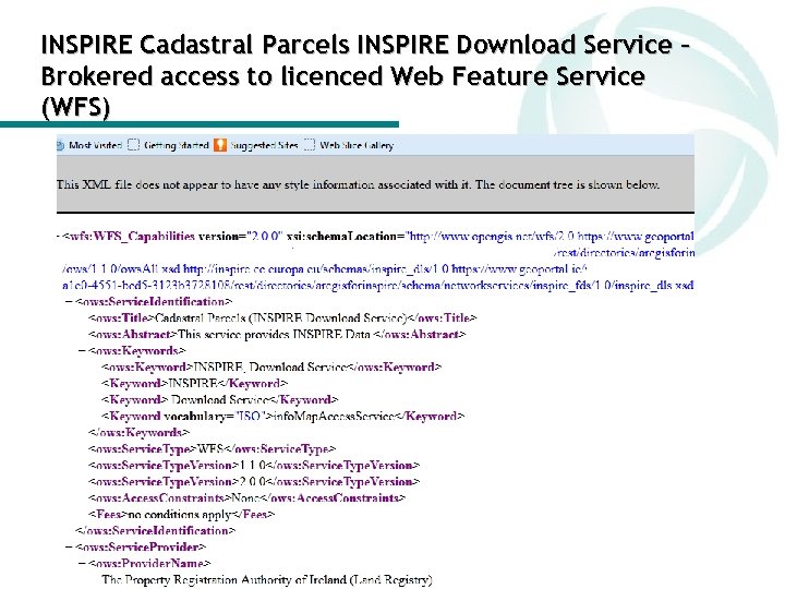 INSPIRE Cadastral Parcels INSPIRE Download Service – Brokered access to licenced Web Feature Service