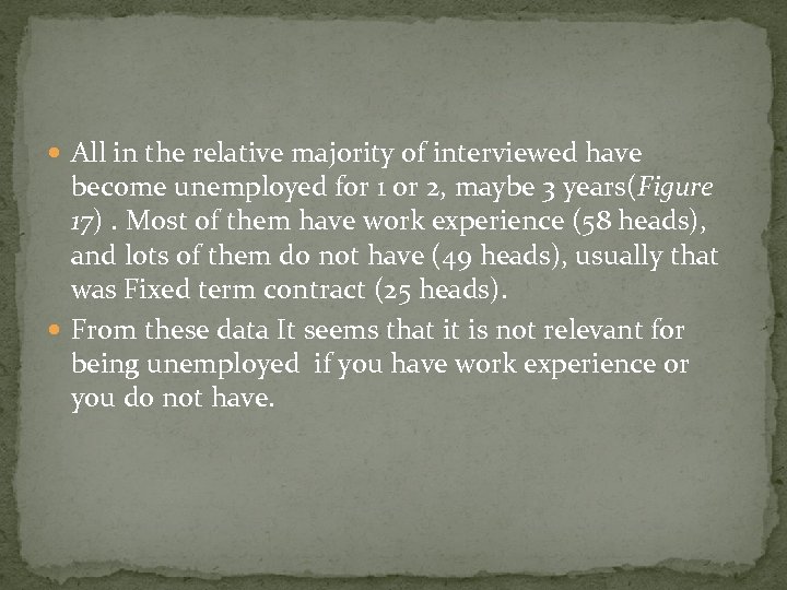  All in the relative majority of interviewed have become unemployed for 1 or