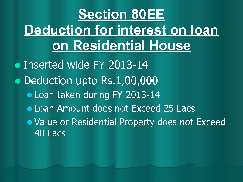 Section 80 EE Deduction for interest on loan on Residential House l Inserted wide