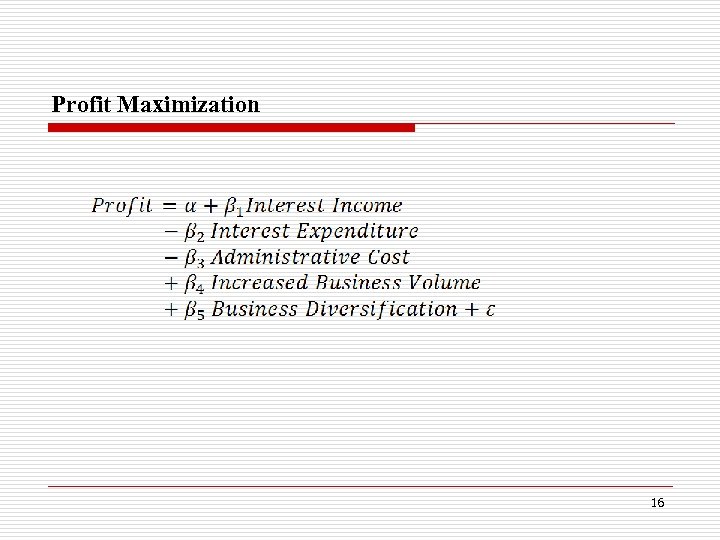 Profit Maximization 16 