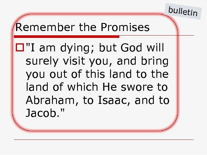 bulletin Remember the Promises o 