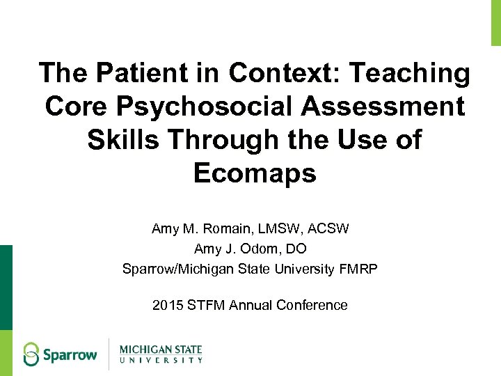 The Patient in Context: Teaching Core Psychosocial Assessment Skills Through the Use of Ecomaps