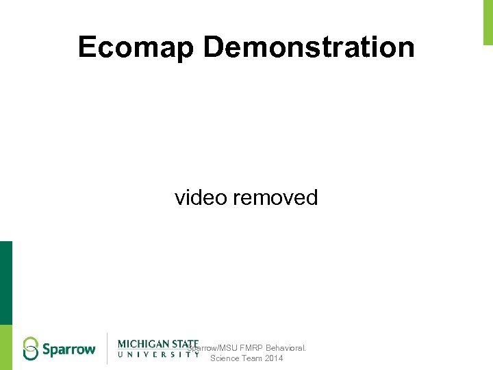 Ecomap Demonstration video removed Sparrow/MSU FMRP Behavioral. Science Team 2014 