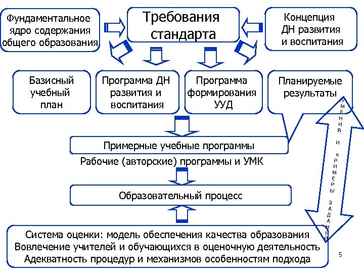 Фундаментальное ядро содержания общего образования Базисный учебный план Требования стандарта Программа ДН развития и