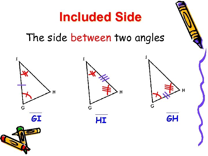 Included Side The side between two angles GI HI GH 