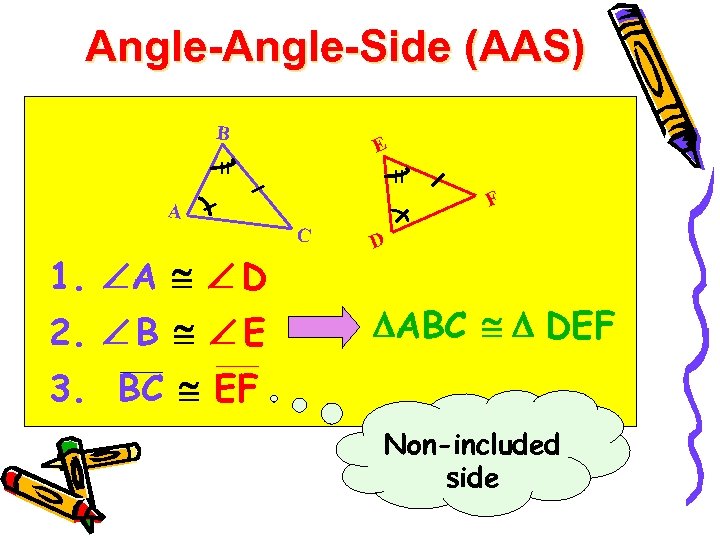 Angle-Side (AAS) B E F A C 1. A D 2. B E D