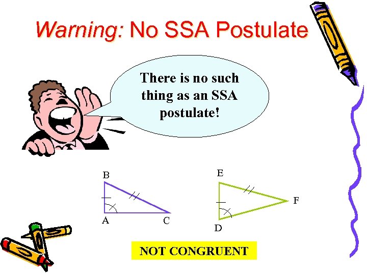 Warning: No SSA Postulate There is no such thing as an SSA postulate! E