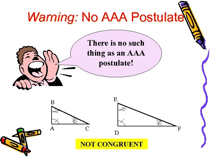 Warning: No AAA Postulate There is no such thing as an AAA postulate! E