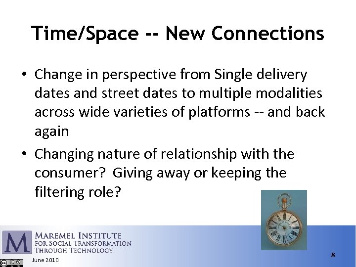 Time/Space -- New Connections • Change in perspective from Single delivery dates and street