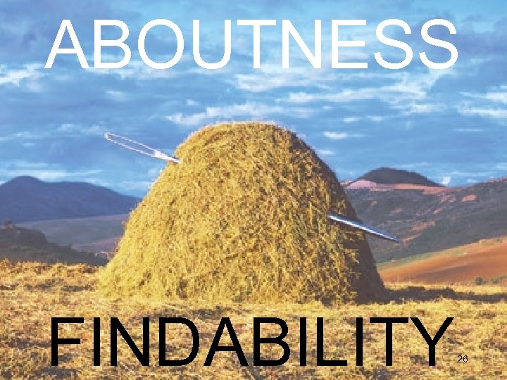 ABOUTNESS morville@semanticstudios. com FINDABILITY 26 