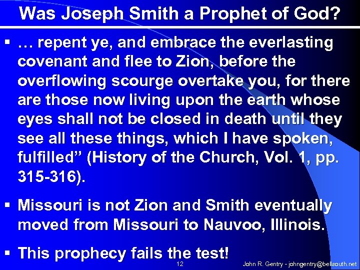 Was Joseph Smith a Prophet of God? § … repent ye, and embrace the