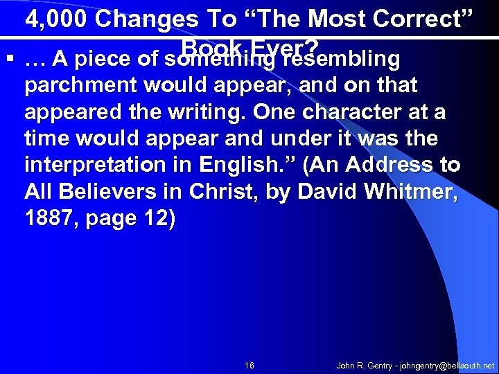 4, 000 Changes To “The Most Correct” Book Ever? § … A piece of