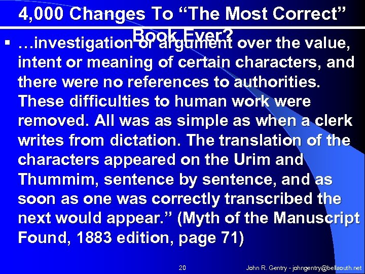 4, 000 Changes To “The Most Correct” § …investigation. Book Ever? over the value,