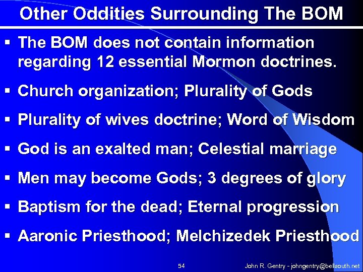 Other Oddities Surrounding The BOM § The BOM does not contain information regarding 12