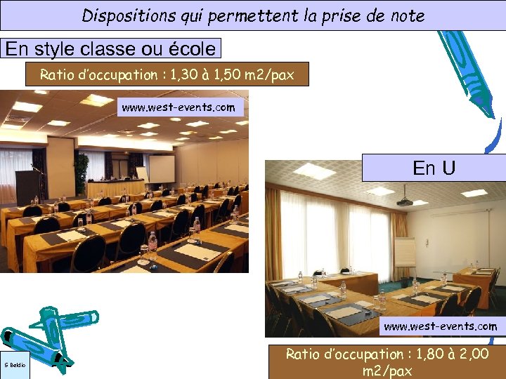 Dispositions qui permettent la prise de note En style classe ou école Ratio d’occupation