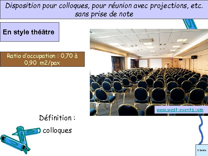 www. abcsalles. com Disposition pour colloques, pour réunion avec projections, etc. sans prise de